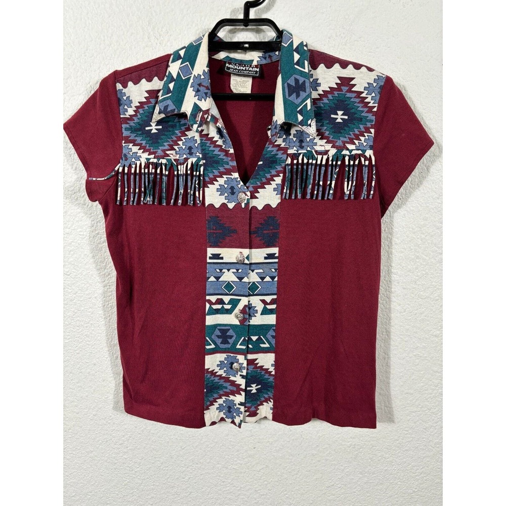 Vintage Western Shirt Womens Medium Southwest Short Sleeve Multicolor Button Up - Picture 10 of 11
